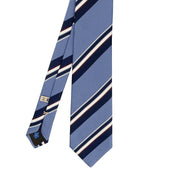 Light blue, blue and white regimental vintage silk tie