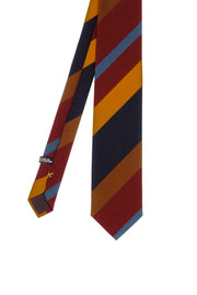 Different colors asyimmetrical striped regimental cotton & wool hand made tie - Fumagalli 1891