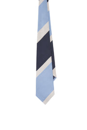 Cravatta regimental in saglia di seta blu, bianca e azzurra 