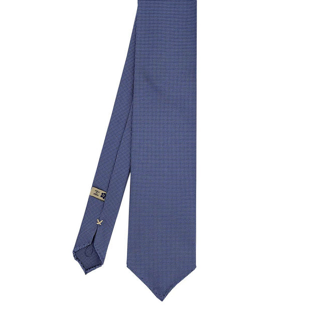 Denim blue plain panama pure silk unlined handmade tie - Fumagalli 1891