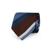 Blue and Brown regimental tie and brown paisley pocket square set