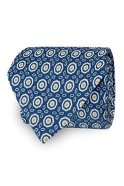 Vintage archive light blue tie in pure silk printed