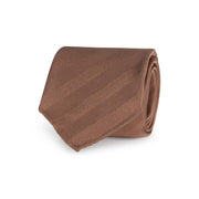 Light brown plain reps pure silk unlined handmade tie - Fumagalli 1891