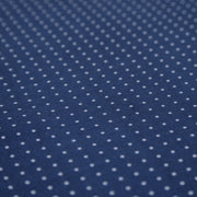 blue povket square, small white polka dots