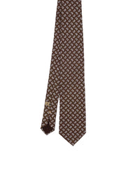 TOKYO - Cravatta stampata in seta marrone con piccoli paisley 