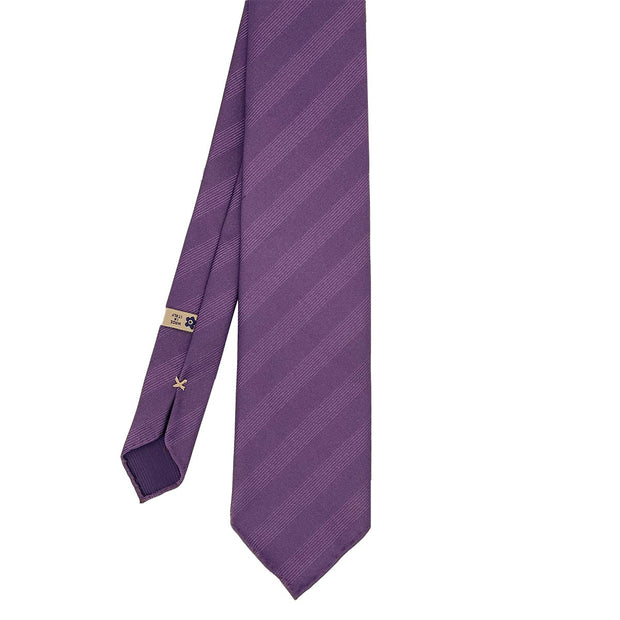 Violet plain reps pure silk unlined handmade tie- Fumagalli 1891