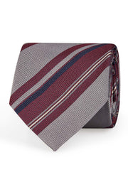 Purple and Grey striped silk hand made tie