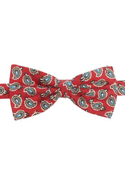Red light blue paisley printed pre- tied bow tie