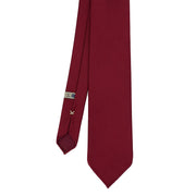 Red plain super reps pure silk unlined handmade tie- Fumagalli 1891