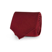 Red plain super reps pure silk unlined handmade tie- Fumagalli 1891