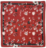Red silk neckerchief with floral print