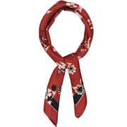 Bandana foulard rosso in seta con stampa floreale 