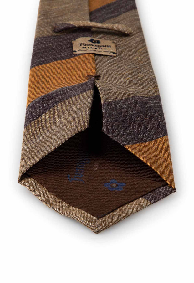 asymmetrical tie with sand brown, brown and yellow with fumagalli label
