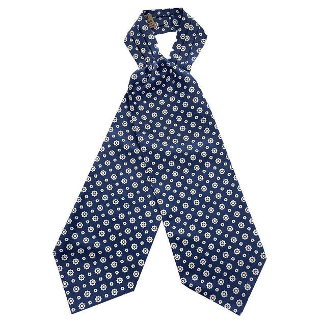 Cravatta Ascot Blu Scuro Con Disegno Paisley Oro - Nuova Con Etichette, Ascot Shop UK - Foto 2