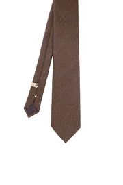 Brown plain shantung  different length silk hand made tie