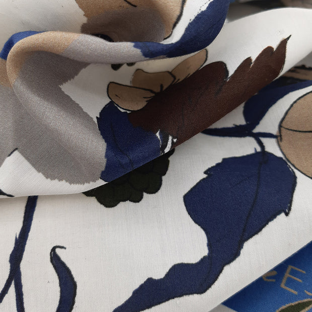 Bandana foulard in seta bianco floreale 