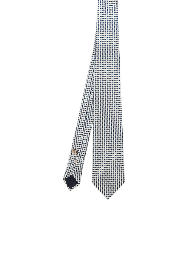 white tie whit small blue dots