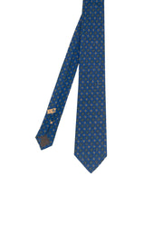 Blue micro design wool hand made printed tie