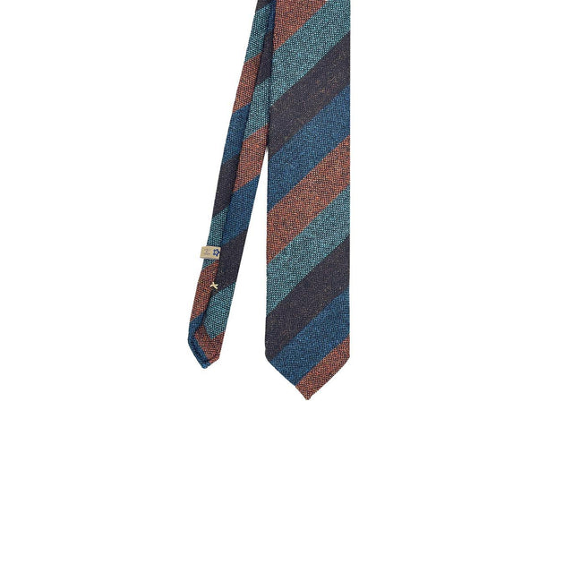 King & Priory Cravatta In Tweed Donegal Rosso – Larghezza 7 Cm, Tessuto Intrecciato - 3