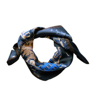 Como Brown and Blue silk scarf 90