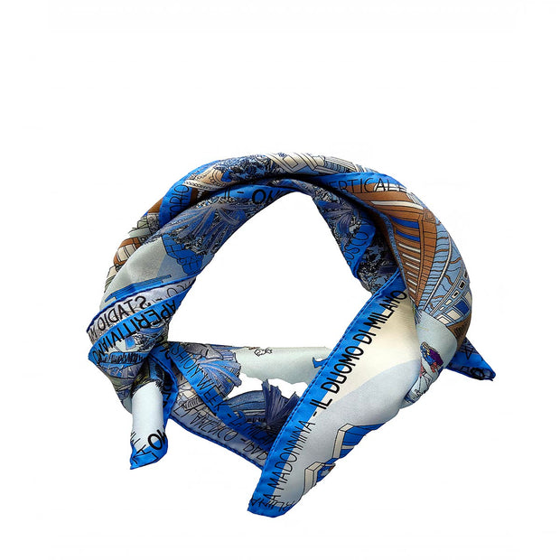 Milan light blue silk scarf 90
