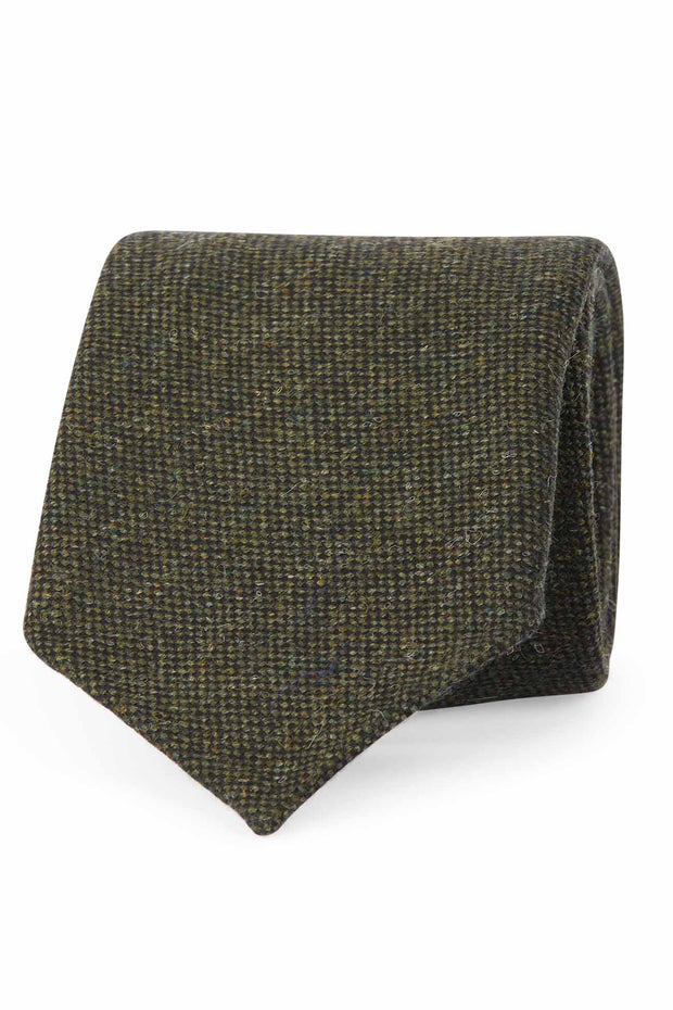 Dark green plain wool hand made tie
