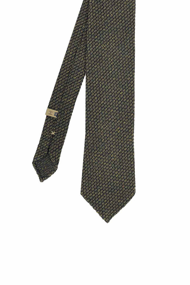 Green plain grenadine wool hand made tie unlined - Fumagalli 1891