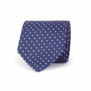 Cravatta stampata blu con piccoli pois bianchi - Fumagalli 1891