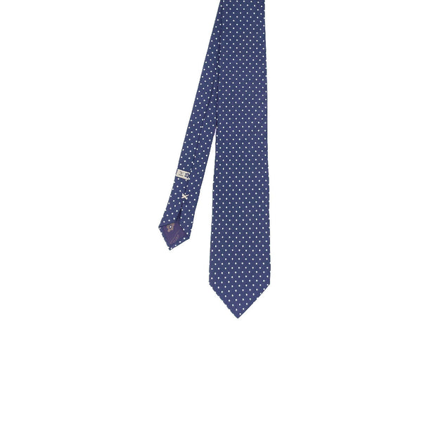 Cravatta stampata blu con piccoli pois bianchi - Fumagalli 1891