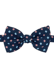 Dark blue floral vintage design printed bow tie
