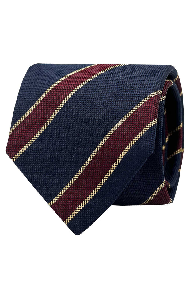 Blue, red & yellow striped regimental silk tie