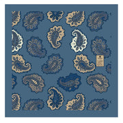 Light Blue Macro paisley design printed silk pocket square