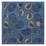 Fazzoletto in seta azzurro con maxi motivo cachmere