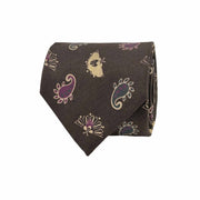 Cravatta di Lusso Marrone con Paisley e Ventagli Vintage