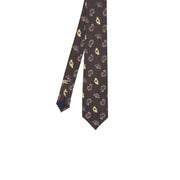 Cravatta di Lusso Marrone con Paisley e Ventagli Vintage