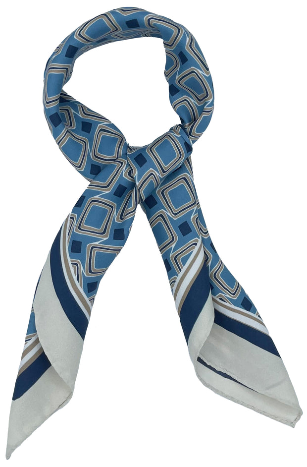 LIGHT BLUE NECKERCHIEF WITH GEOMETRIC DESIGN