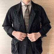 Brown silk hand made tie with medalions