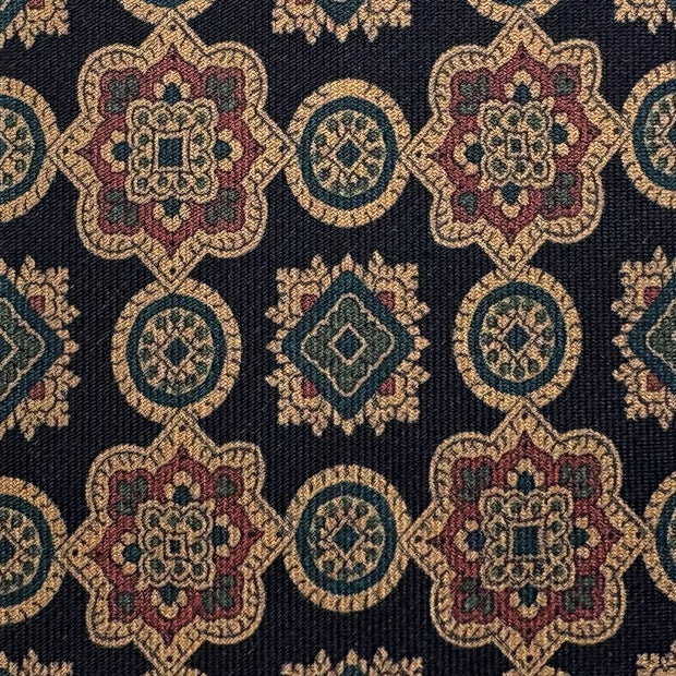 Brown silk hand made tie with medalions