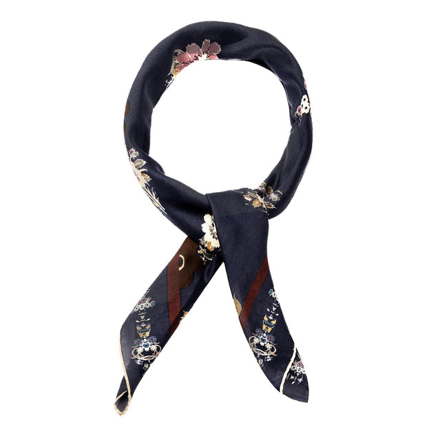Vintage archive floral blue neckerchief