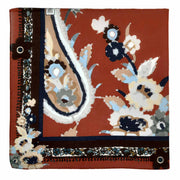 Bandana foulard d'archivio vintage rosso mattone con fantasia fiori retrò 