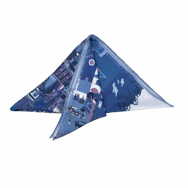 Como Blue-Lilac-Light Blue silk scarf 90