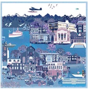 Como Blue-Lilac-Light Blue silk scarf 90