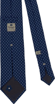 BLUE PRINTED TIE WITH MICRO FLOWER DESIGN