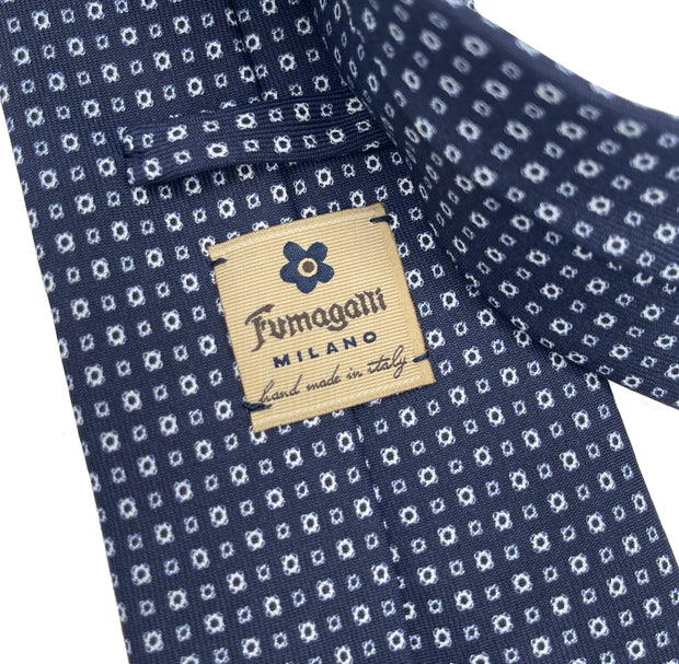 BLUE PRINTED TIE WITH MICRO FLOWER DESIGN