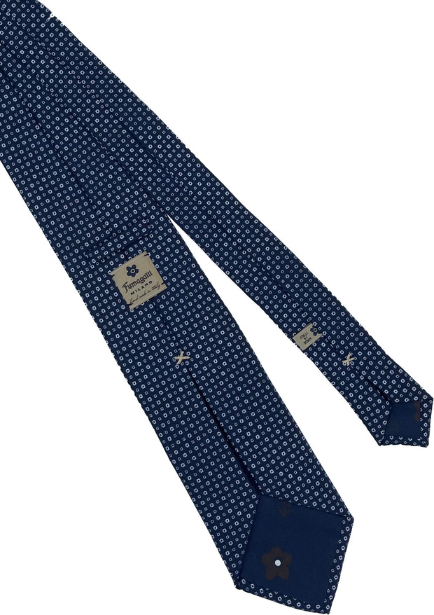 BLUE PRINTED TIE WITH MICRO FLOWER DESIGN