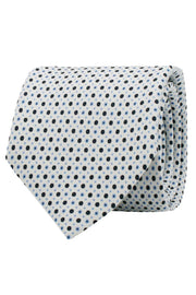 WHITE PRINTED TIE WITH MICRO GEOMETRICAL DESIGN