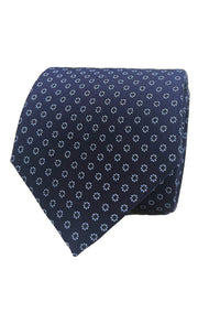 BLUE PRINTED TIE WITH MICRO FLOWER DESIGN