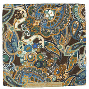 Brown Ultra Soft Silk & Cotton Abstract Paisley Pocket Square