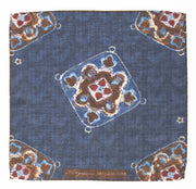 Blue Pure Italian Wool Vintage Pocket Square