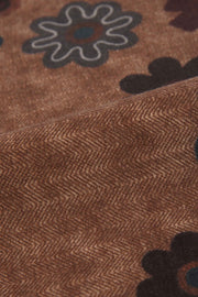 Fazzoletto marrone in lana con logo - Fumagalli 1891